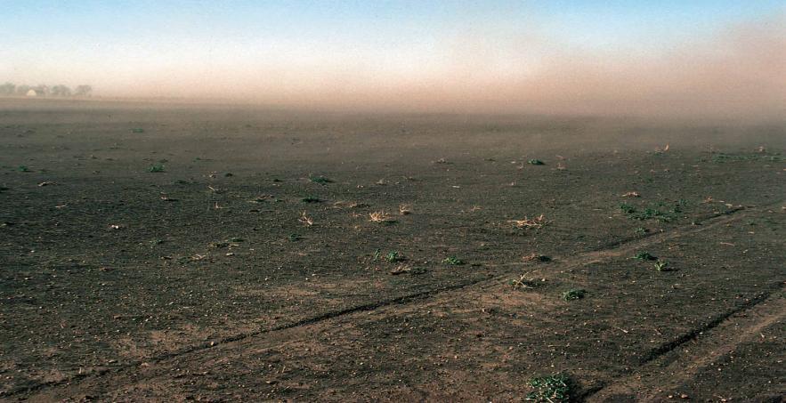 (USDA NRCS PHOTO) Dramatic soil erosion in Kansas dust storm May 2004 It takes an
