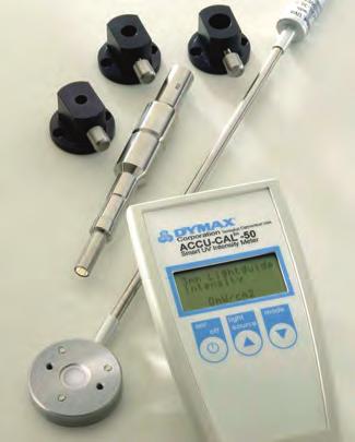 Dymax radiometers measure intensity and dose of UV spot lamps, flood lamps, and conveyors in the UVA (320-395 nm) range.