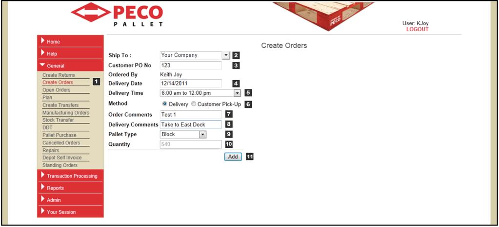 How to Create Orders Usage: Placing orders for pallets, typically Renter Instructions: Using