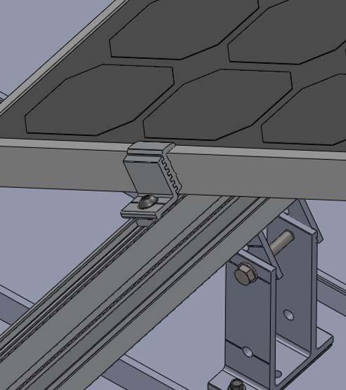 5.5 End Clamps Assembly steps: 1. Determine the thickness of your solar panel module. 2. Start with the assembly of 1 set of end clamps on each of the mounting rails.