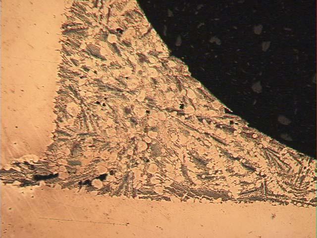 Fillet area Figure 59 Optical micrograph of a Ni-Hf brazed joint in