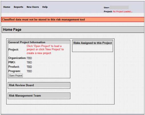 Figure 8: Risk Recon Tool - Home Page. Figure 11: Risk Recon Tool - Risk Assessment Color- Code Figure 9: Risk Recon Tool - Project View.