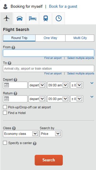 Travel Tab TIP: Booking for a guest displays a red double user icon.