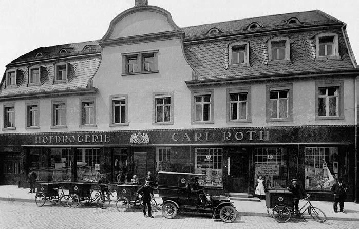 1879 CARL ROTH is established as a "material goods, colonial goods and dyes merchant and drugstore" in Karlsruhe.