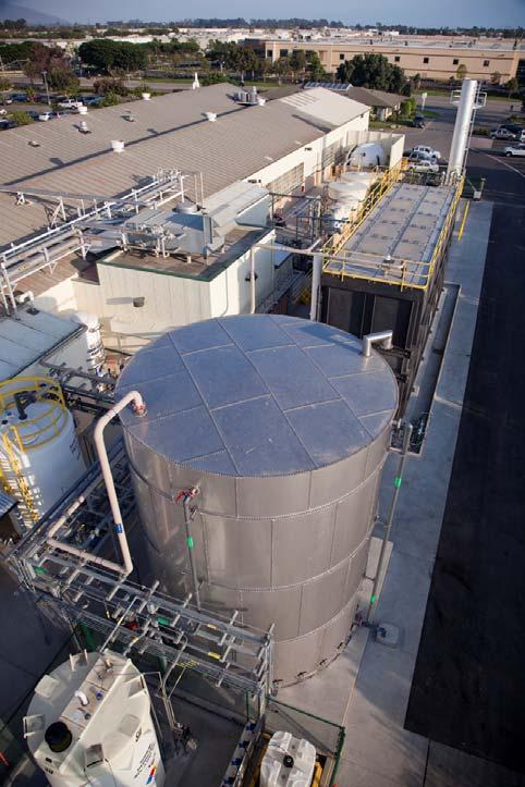 Process continued The 145,000-gallon UASB reactor is painted black to absorb heat from the sun and help warm the tank Retention time in the UASB reactor is typically 16-18 hours 50,000 gallons of
