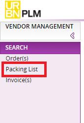 How to Search for an Existing Packing List: 1.