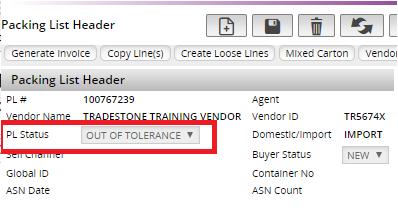 How to Resolve an Out of Tolerance Packing List The acceptable unit variance rate for PO s that are more than 1000 units is +/- 5%.