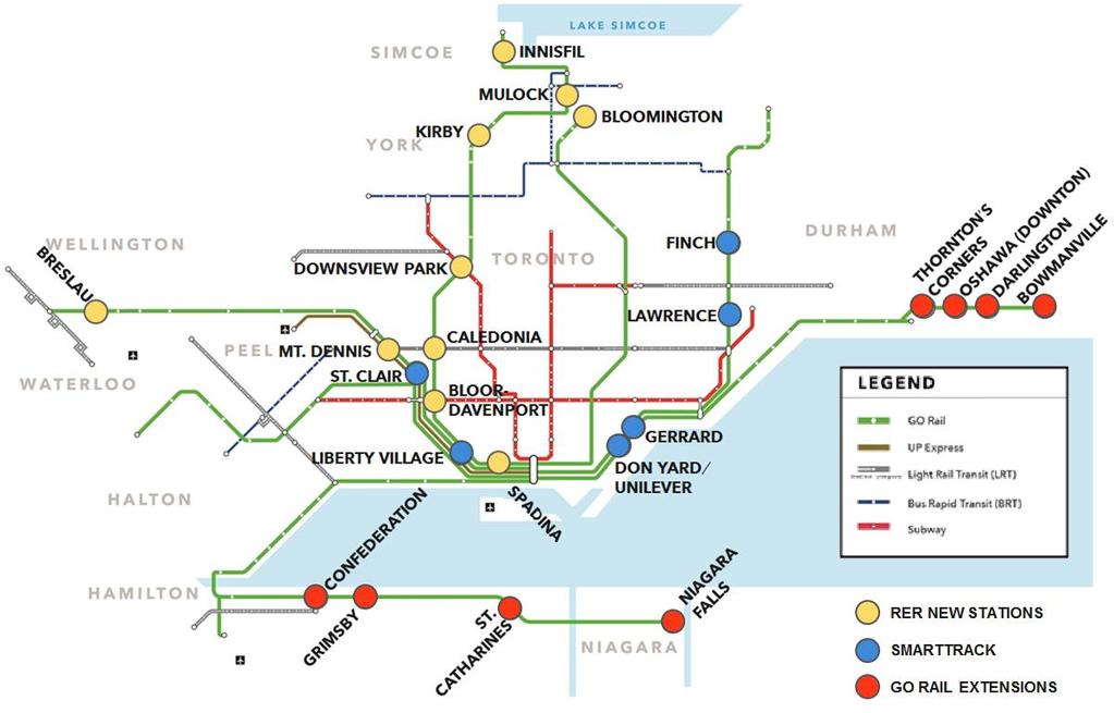 RER: NEW AND IMPROVED GO STATIONS As part of the RER Program, Metrolinx will modify and improve a large number of existing stations, build 12 new GO stations on the existing network, and 7 new