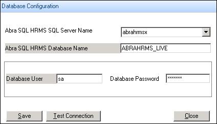 Set Up the Database In the Abra SQL HRMS Server Name field, enter or select the machine where Sage Abra SQL HRMS Server is installed.