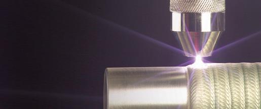 Simultaneously, hardfacing material in the form of powder or wire is introduced into the laser beam and melted.