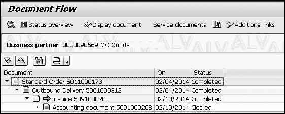 7 Display Billing Document Screen 9 After outbound delivery items have been released to accounting, click the Accounting button in Transaction VF02 or Transaction VF03 to view the AR invoice.