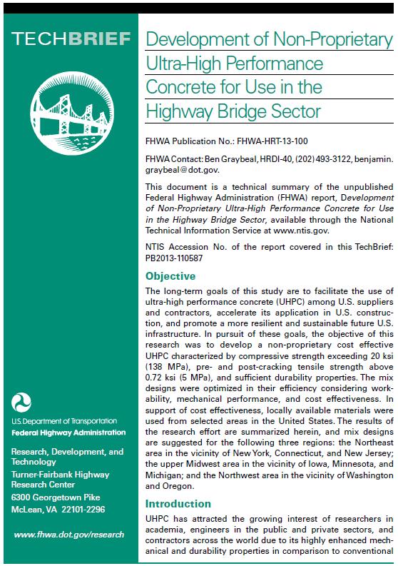 Concerns about UHPC Proprietary products FHWA Memorandum Performance based