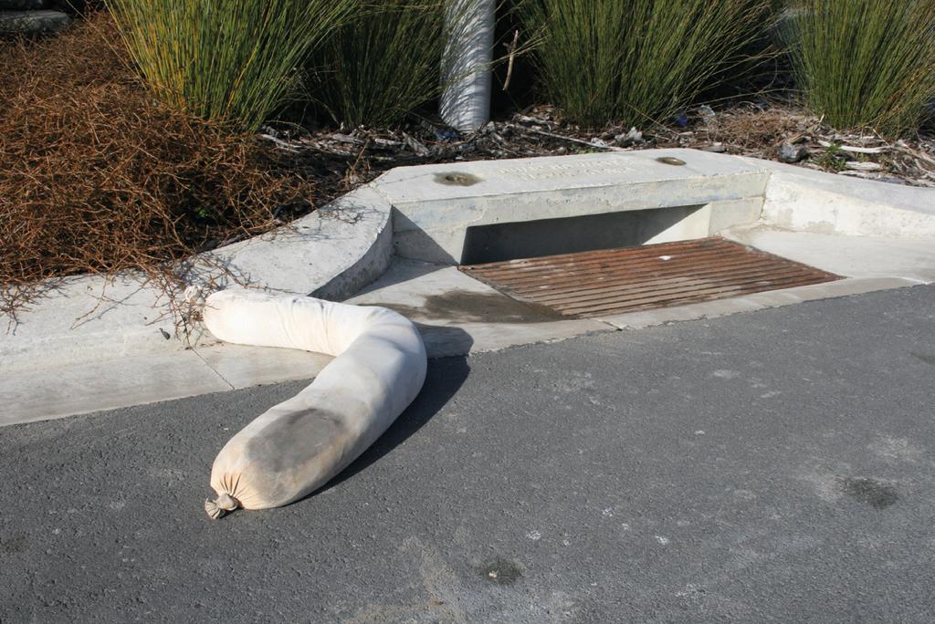 When installing catchpit protection: install a series of sand socks in the kerb channel this will slow the flow of the water allowing more sediment to drop out of the water check it regularly