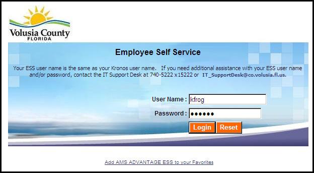 03. Logging on to Employee Self Service (ESS) Enter your User Name (Your User Name will be the same as your AMS