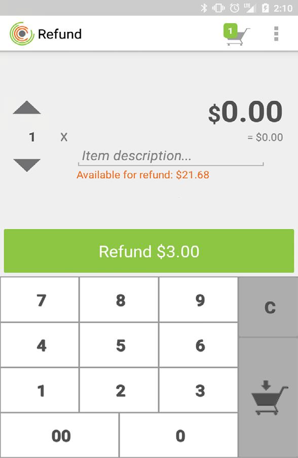 full refund, and then click on the green Refund button to confirm.