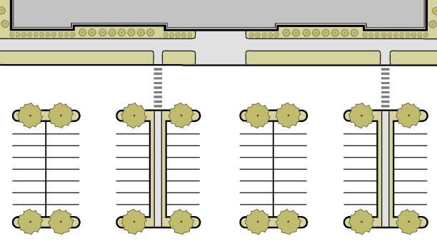 Alternative Configuration In off-street surface parking areas with one hundred and twenty (120) or more spaces, an alternative configuration of landscape medians allows for an eleven (11) foot wide