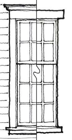 On side and/or rear elevations of mid-block (non-corner) buildings, windows may be horizontal sliders. First story windows are taller than upper story windows.