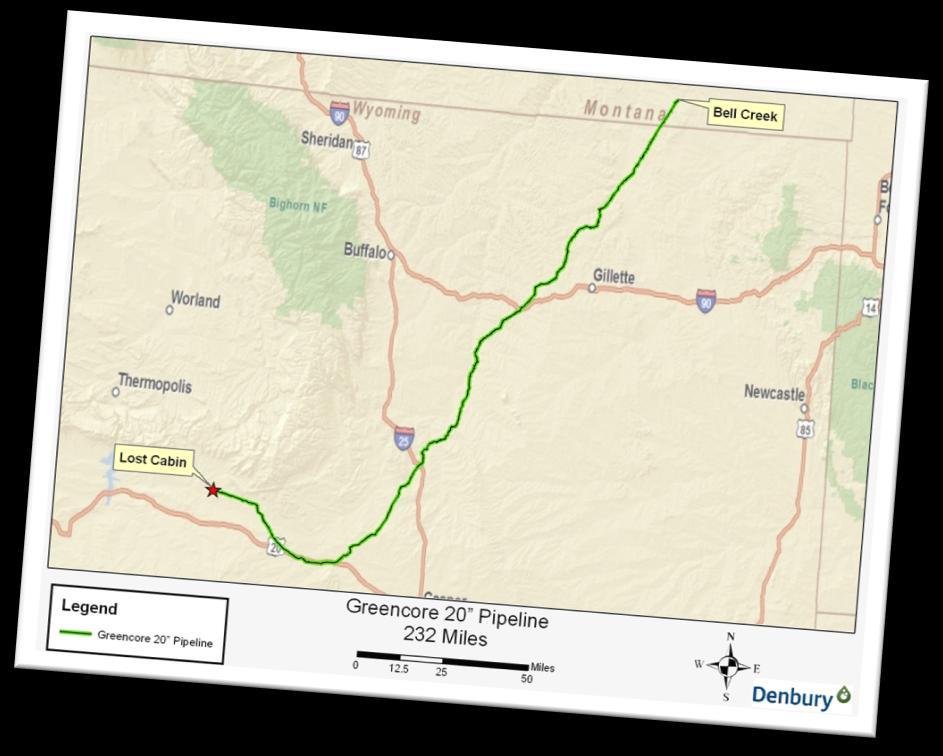 to Bell Creek, MT) 232-mile pipeline