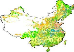 Tibetan Plateau and the western part of Inner Mongolia are very low.