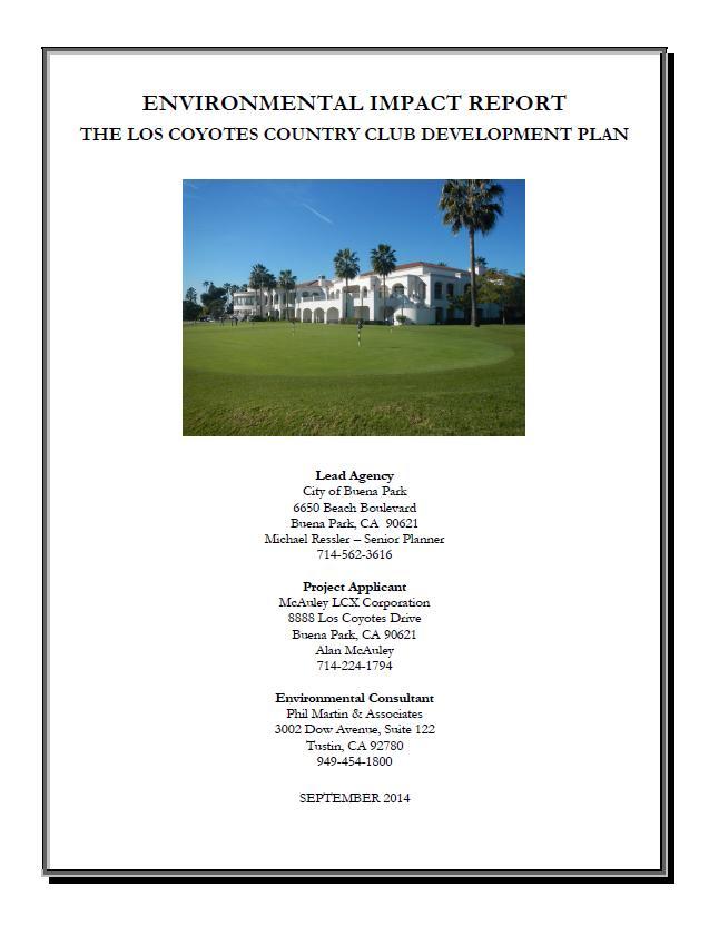 6. The Los Coyotes Country Club Development Plan DEIR