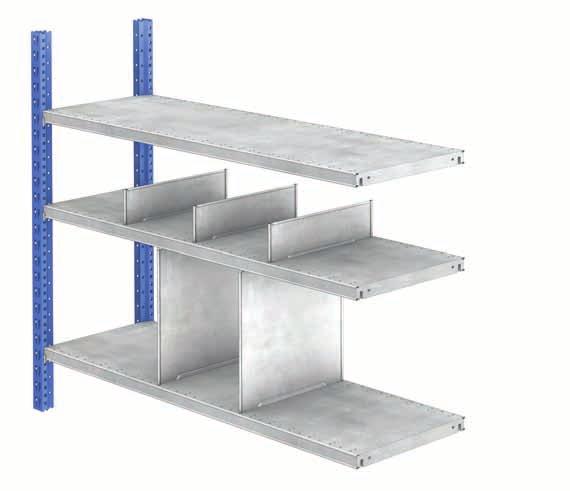 Components Slotted shelf dividers Vertical separators which enable compartments to be built in the levels formed by HM shelves.