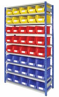 Expo 4 Bays A new range of EXPO 4 boltless shelving bays with our new Heavy duty RHINO TUFF plastic storage bins.