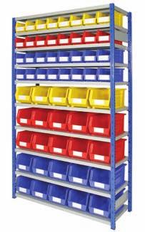 PLASTIC STORAGE expo 4 bays with plastic bins NEW EXRH01 Expo 4 bay 2000mm high with 9 shelves 1150 x 400mm fitted