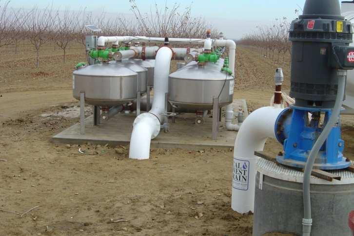 Figure 5: A well pumping water into sand media filters.