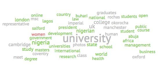 Word Cloud This word cloud depicts the most common themes spoken about from Nigeria.