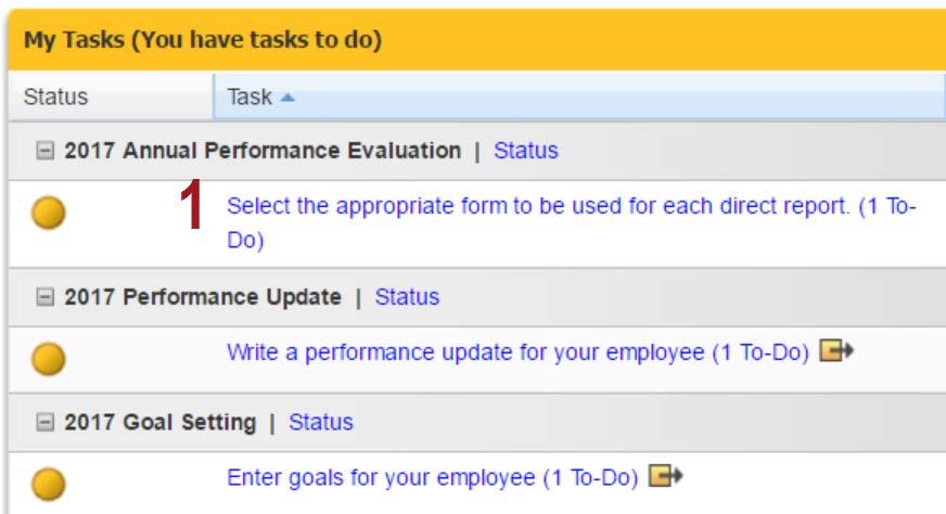 In most cases, you will receive an email from Human Resources that includes a link to the eperformance system. The homepage includes a list of all tasks.