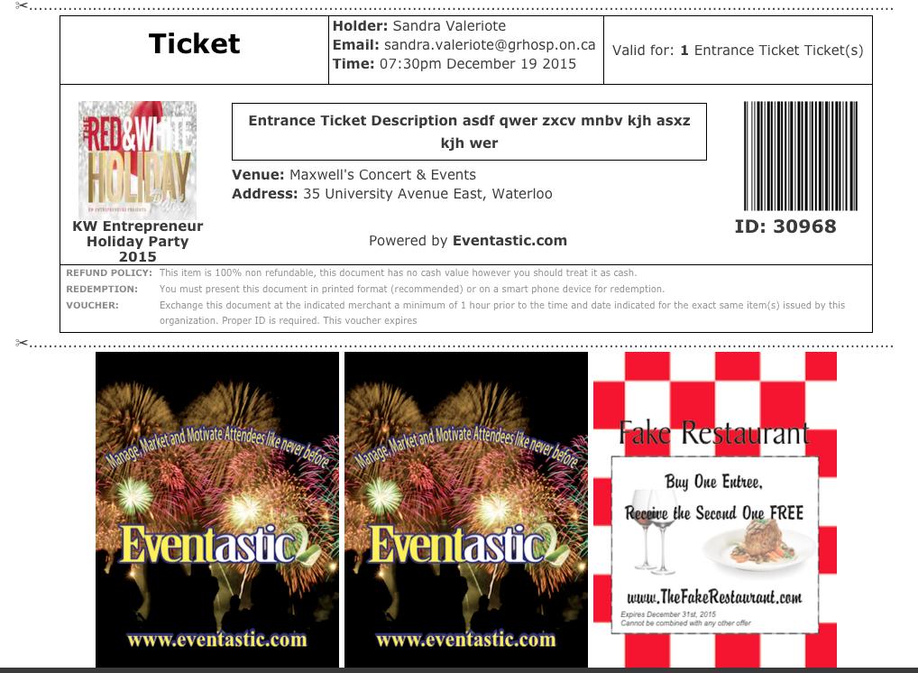 TICKET ADVERTISING Advertising spots are right below ticket orders printed for every event - your events and your