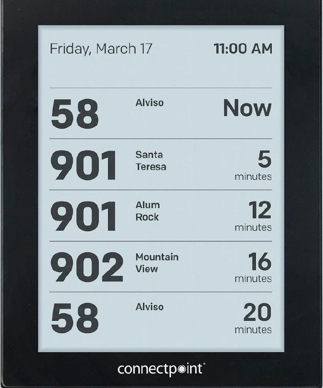 Announce expected arrival times of intersecting routes at each stop. Solar-Powered Signage I do not own a smartphone.