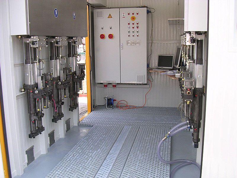 The grout mixtures are usually prepared in a central mixing station.