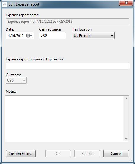Expense Reports 24 Expenses reports (All) view appears. 2. Click on the Expense report you want to edit. Click Edit. Edit Expense report appears. 3. Make the desired changes. 4.