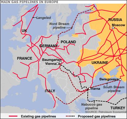 Ukraine, the strategic entrance for the Russian Natural Gas to Europe Five pipelines have a combined capacity of nearly 6 Tcf (trillion cubic feet) per day to Europe.