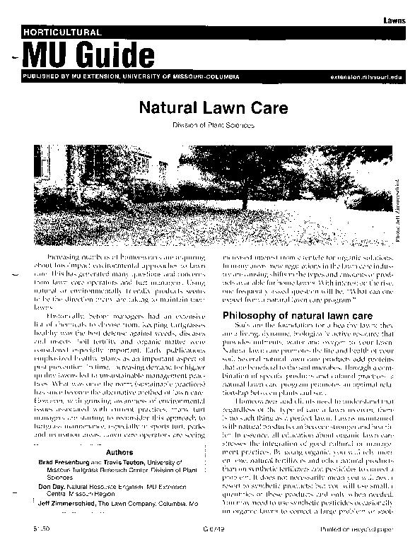 References: Natural Lawn Care Brad Fresenburg, Don Day, & Jeff