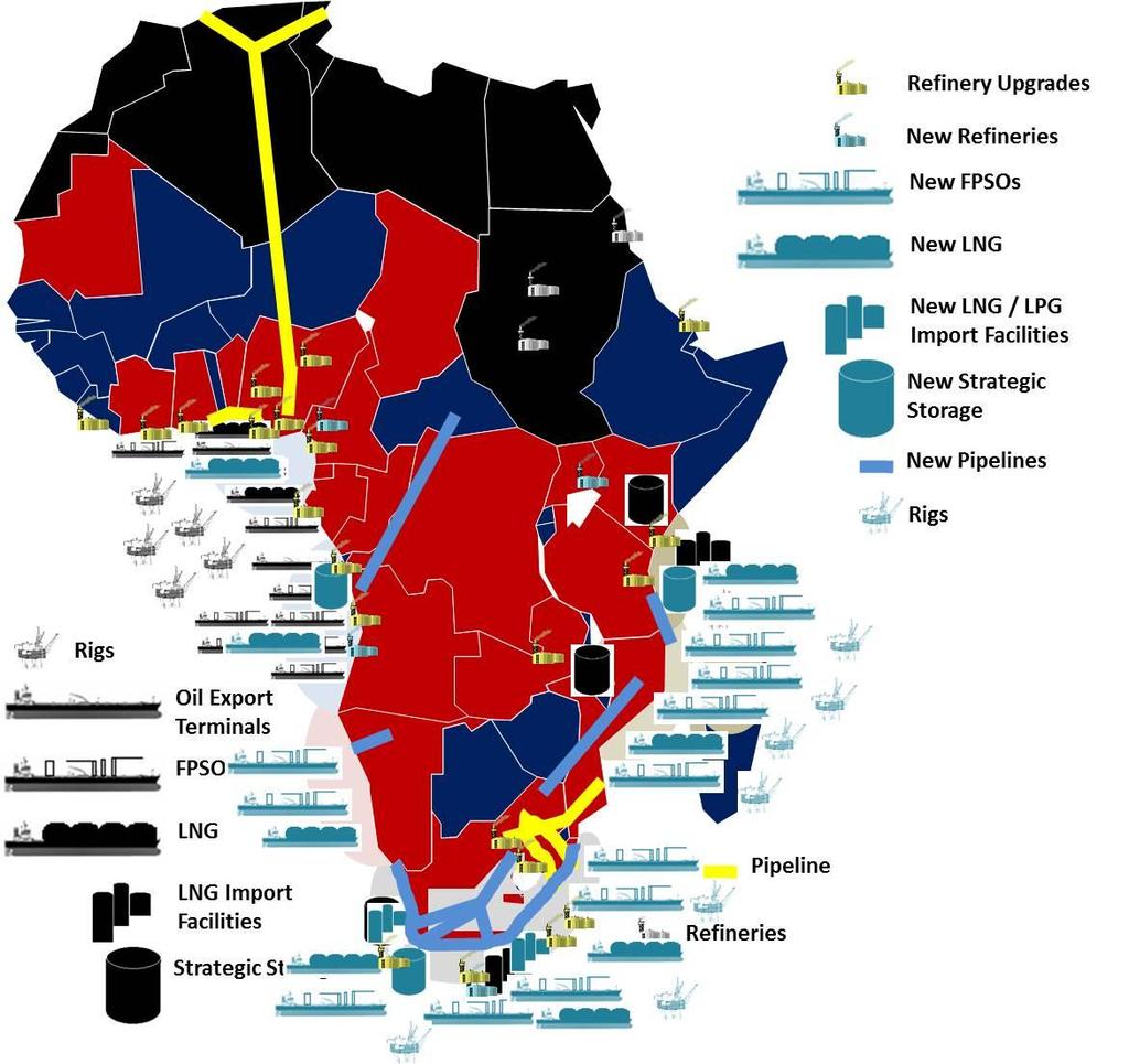Figure 8.3.1: Existing and Future Oil & Gas Activity, sub-saharan Africa, 2035 Source: SAOGA It is also important to look at prospects for the gas power industry.