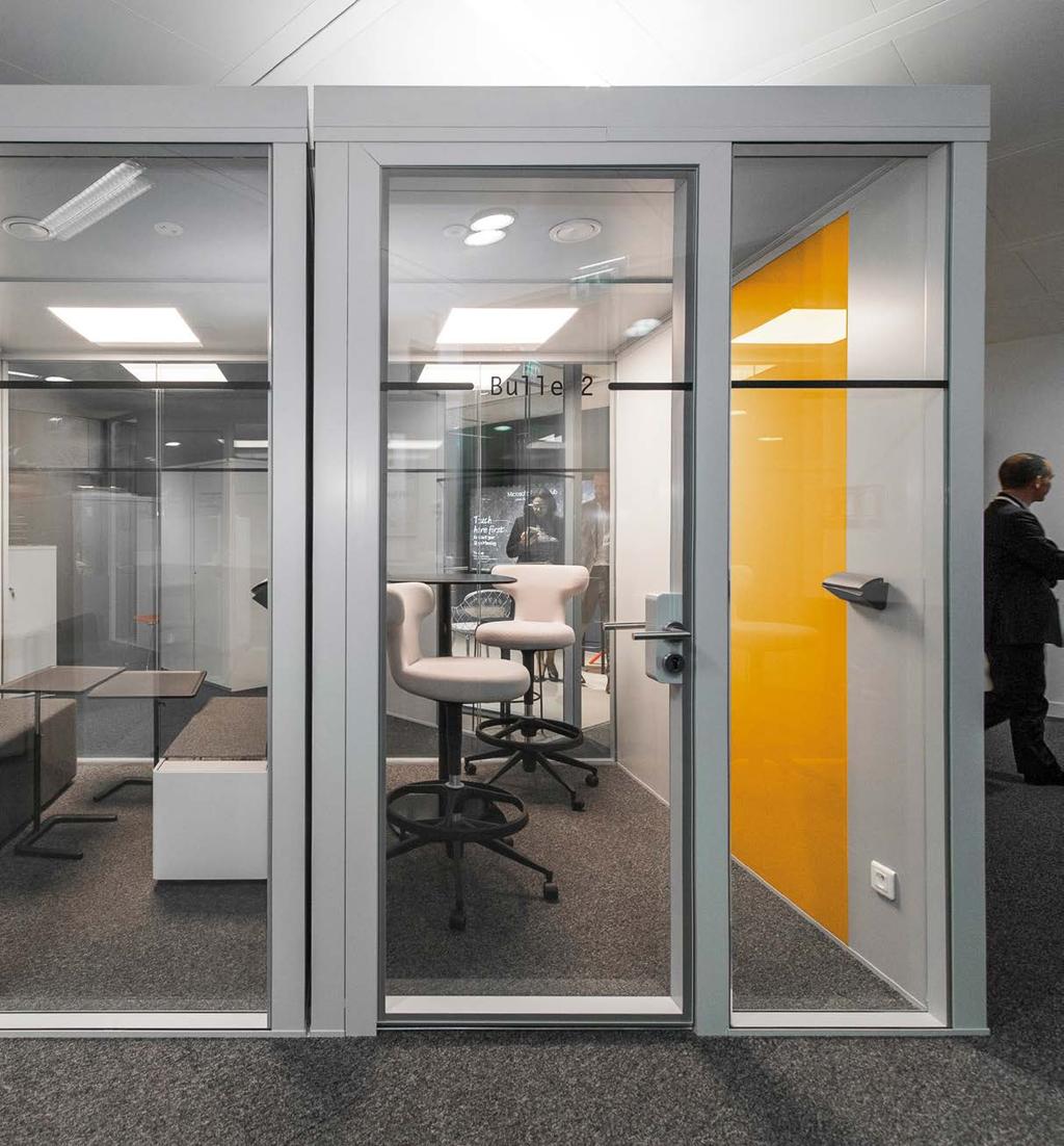 Designed with comfort in mind, and built to a high acoustic specification, the phone booth or larger POD provides a private space for conversation, or