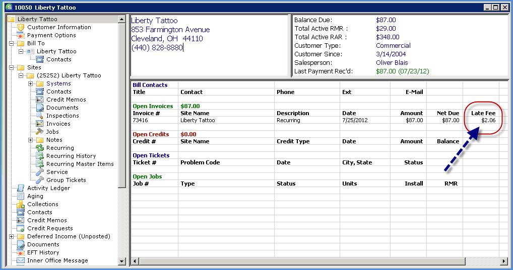 The Customer Explorer has also been modified to display Invoice Level Late Fees.