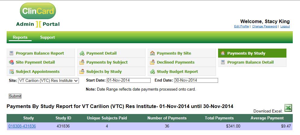 Recording the Expenditure in Banner ClinCard offers a Payment Detail report that can be