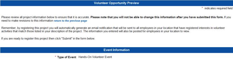 INTRODUCTION ACCESS ROSTERS COMMUNICATIONS SUPPORT B USI N ESS PLANS & EVE NTS Adding Events to the Business Plan Volunteer Opportunity Preview The Volunteer Opportunity Preview screen allows you to