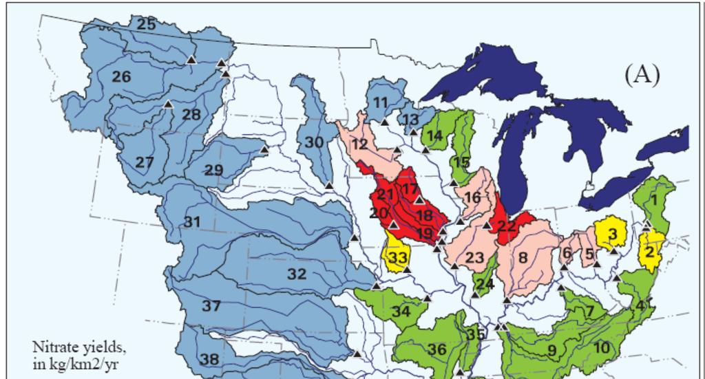 Watersheds where tile drainage is
