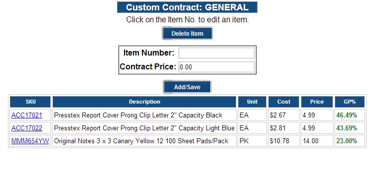 To Create a new contract: Fill in the contract code (using 10 letters maximum) and description, and then click the Add/Delete Contract button.