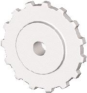 The width of the sprockets is 25 mm (1.0 inch), and the tooth width is 10 mm (0.4 inch).