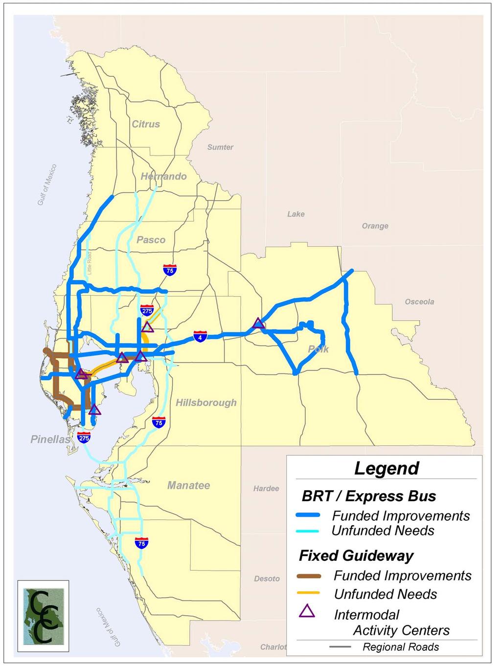 Figure 2 West Central Florida Needs Assessment and Cost Affordable Plan Notes: Intermodal centers may be funded in one or more of the activity centers shown on the map pending results of the current