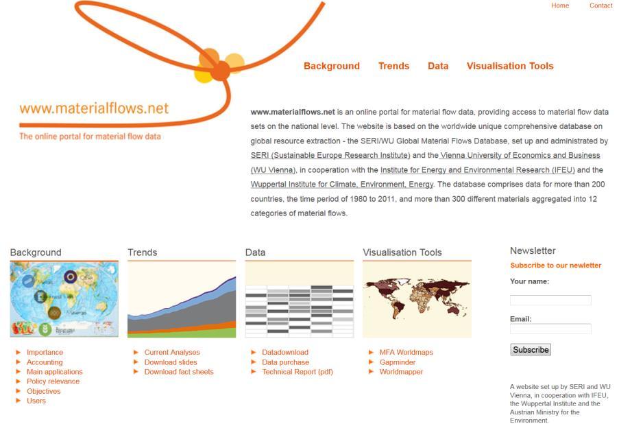 Scope of data base www.materialflows.