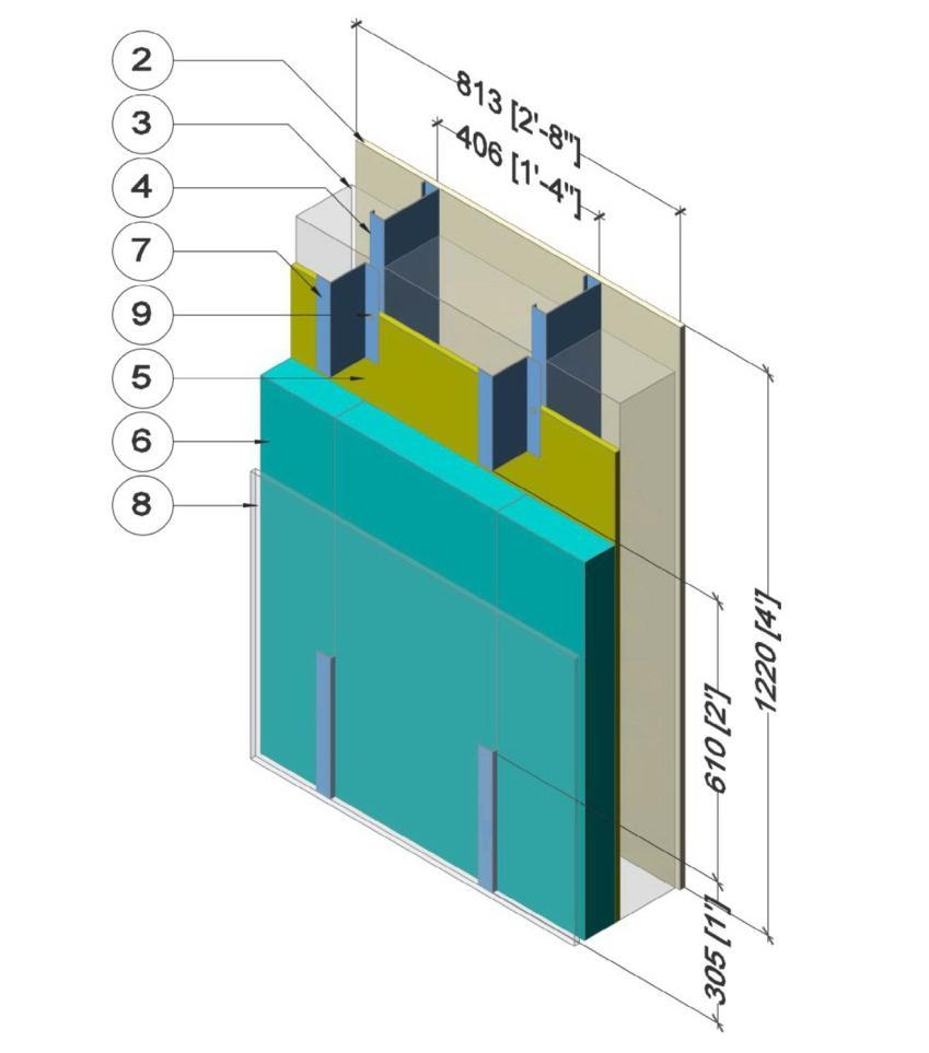 Thermal Performance of Building Envelope Details for Mid-Rise and High-Rise Buildings (1365-RP) Detail 04 Exterior Insulated 3 5/8 x 1 5/8 Steel Stud (16 o.c.) Wall Assembly with Intermittent Vertical Z-Girts (16 o.