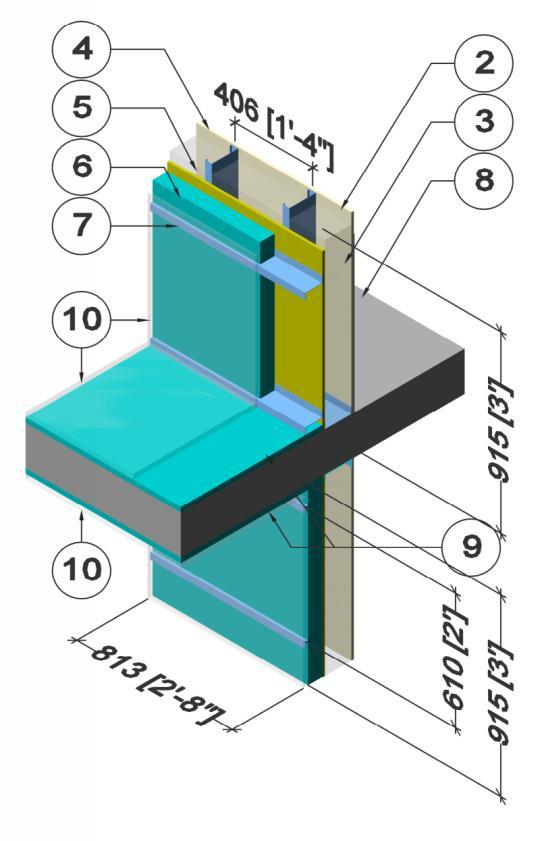 Thermal Performance of Building Envelope Details for Mid-Rise and High-Rise Buildings (1365-RP) Detail 05a Exterior Insulated 3 5/8 x 1 5/8 Steel Stud (16 o.c.) Wall Assembly with Horizontal Z-Girts (24 o.