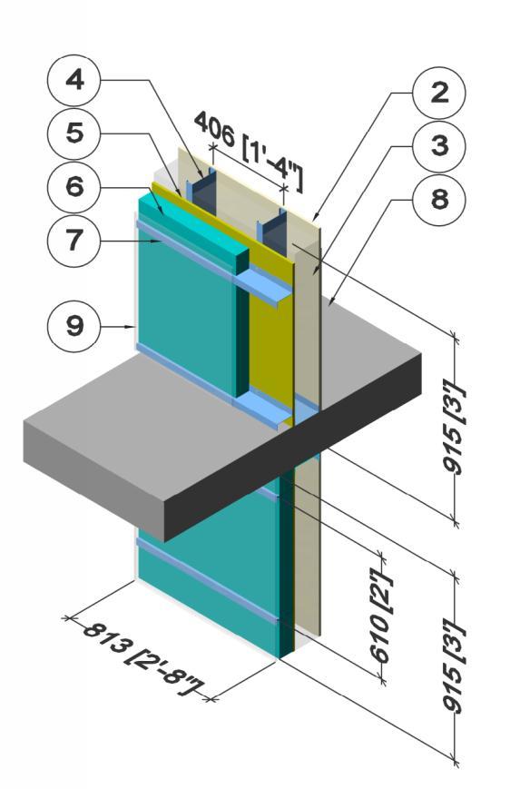 Thermal Performance of Building Envelope Details for Mid-Rise and High-Rise Buildings (1365-RP) Detail 06 Exterior Insulated 3 5/8 x 1 5/8 Steel Stud (16 o.c.) Wall Assembly with Horizontal Z-Girts (24 o.