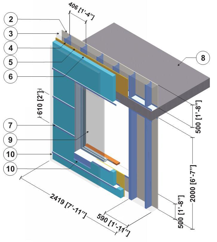 Thermal Performance of Building Envelope Details for Mid-Rise and High-Rise Buildings (1365-RP) Detail 07 Exterior Insulated 3 5/8 x 1 5/8 Steel Stud (16 o.c.) Wall Assembly with Horizontal Z-Girts (24 o.
